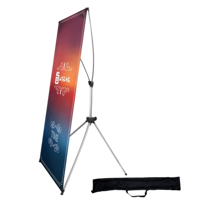 Custom X-Banner Stand with Print – Adjustable Display (23"–32" x 63"–78") + Carry Bag