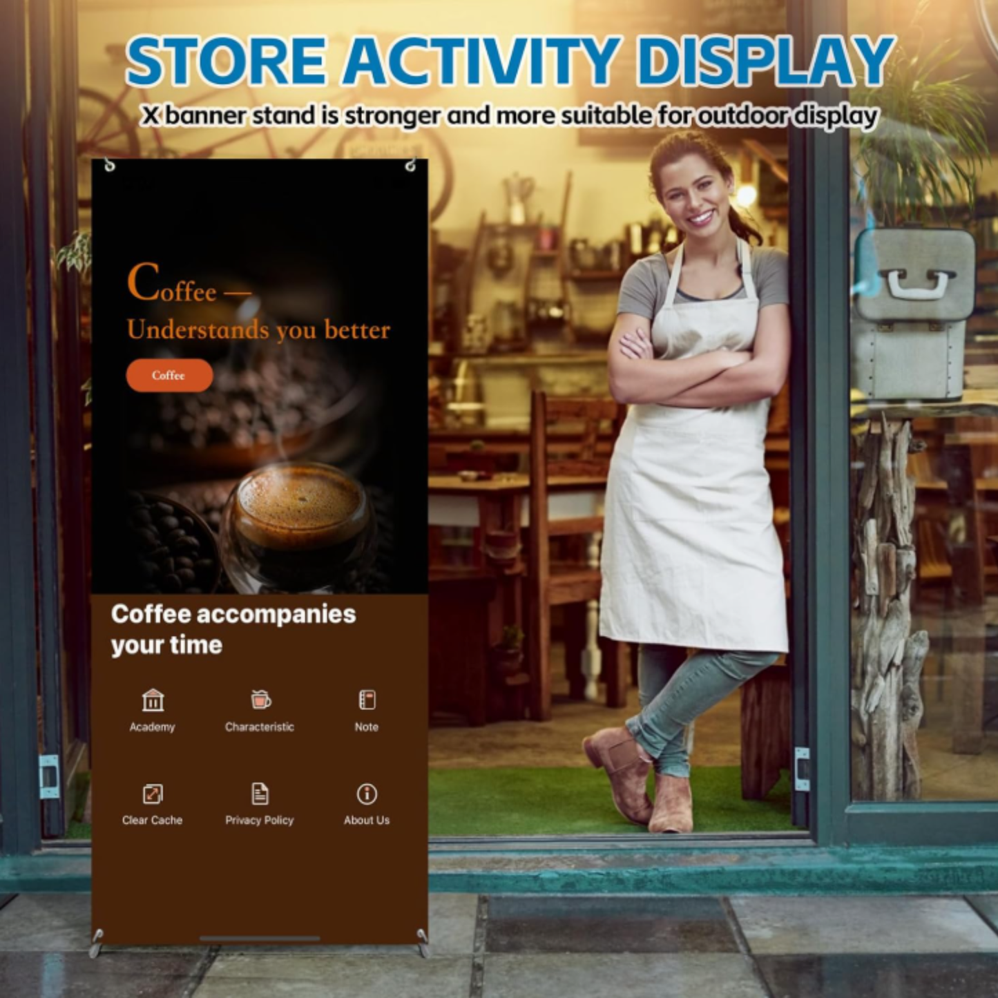 Custom X-Banner Stand with Print – Adjustable Display (23"–32" x 63"–78") + Carry Bag