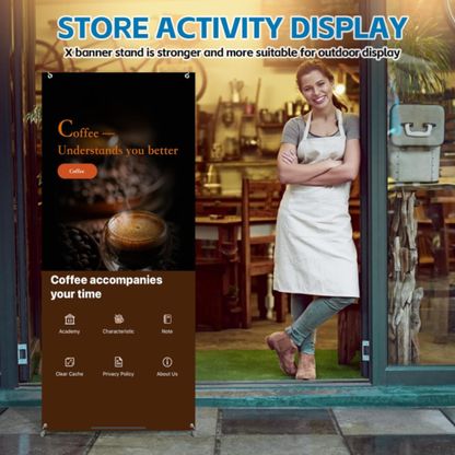 Custom X-Banner Stand with Print – Adjustable Display (23"–32" x 63"–78") + Carry Bag